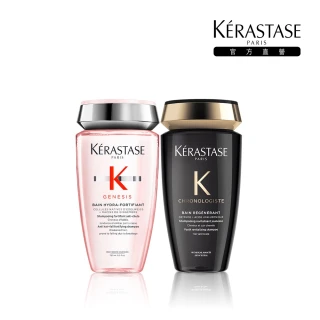 【KERASTASE 巴黎卡詩】髮浴250ml二入組(黑鑽極萃逆時+粉漾芯生清爽型/母親節)