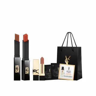 【YSL】官方直營 奢華緞面絨霧唇膏雙入組(小黑條2.2g/任選2款)