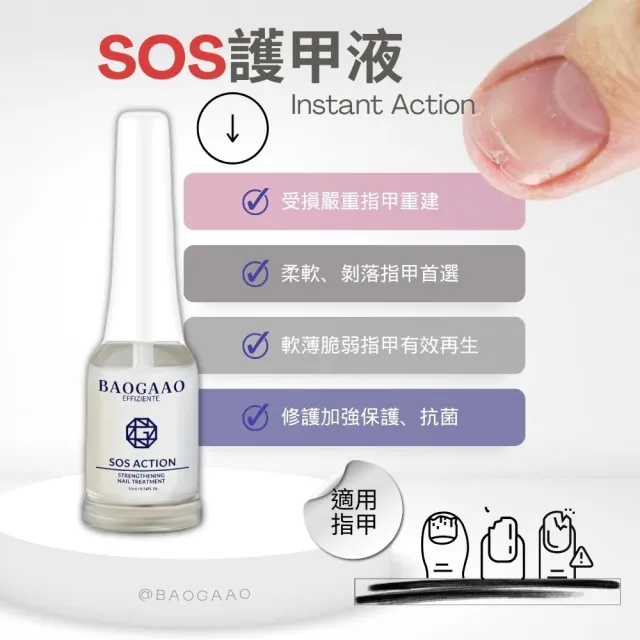 【BAOGAAO】德國原裝 SOS急效鑽石級硬甲油10ml(硬甲/強化/抗菌/含金剛鑽配方)