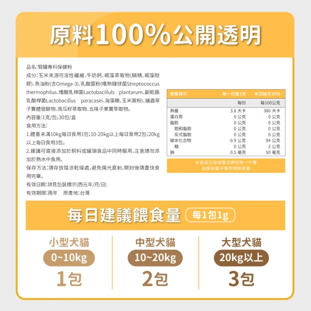 【毛孩時代】腎臟專科保健粉x3盒(寵物保健品 貓狗腎臟保健品)