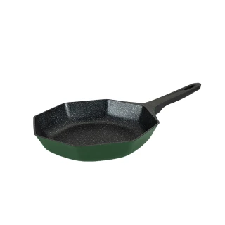 【八角維京】八角一體成型 不沾鍋 煎鍋 24cm IH爐可用鍋 無蓋(橄欖綠)
