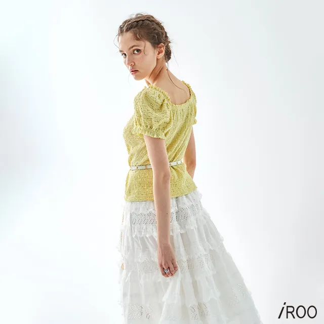 【iROO】立體縐褶單品上衣