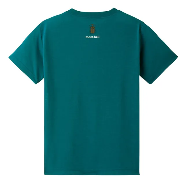 【mont bell】WIC. T-SHIRT 甲蟲兒童排汗短袖 排汗T恤(1114189DKMA深鴨綠 OG袖橘)