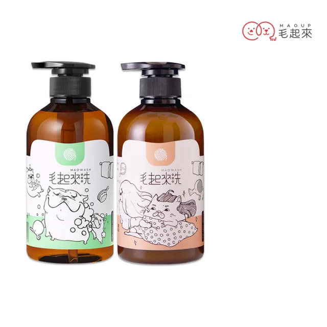 【MAOUP 毛起來】草本養護 癢癢退散寵物洗毛精 汪汪專用500ml+柔順護毛乳500ml(狗洗毛精 沐浴乳 潤絲)