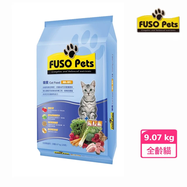 福壽 FUSO Pets福壽貓食-鮪魚+雞肉口味 20磅（9.07kg）(福壽貓飼料 貓飼料 貓乾糧 貓食 寵物飼料 貓糧)