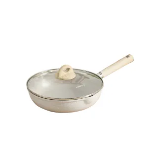 【CAROTE】COSY系列 麥飯石不沾鍋 平底鍋 26CM 含鍋蓋 日系 炒鍋 鍋具(電磁爐/ih爐)