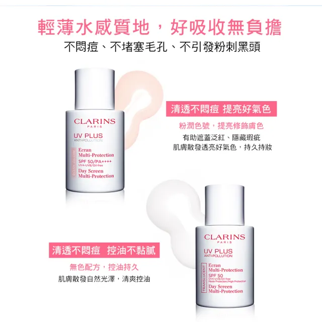 【CLARINS 克蘭詩】輕呼吸全效UV隔離露30ML(SPF50防曬隔離 透明色/BABY粉色)