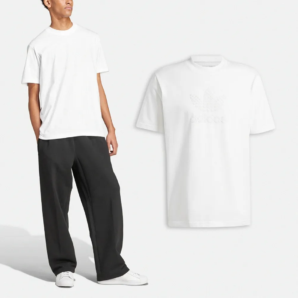 【adidas 愛迪達】短袖 Mono Tee 男款 白 三葉草 全白 短T 愛迪達(IZ2526)