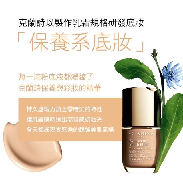 【CLARINS 克蘭詩】超持久逆時光粉底乳30ml(持久粉底液)