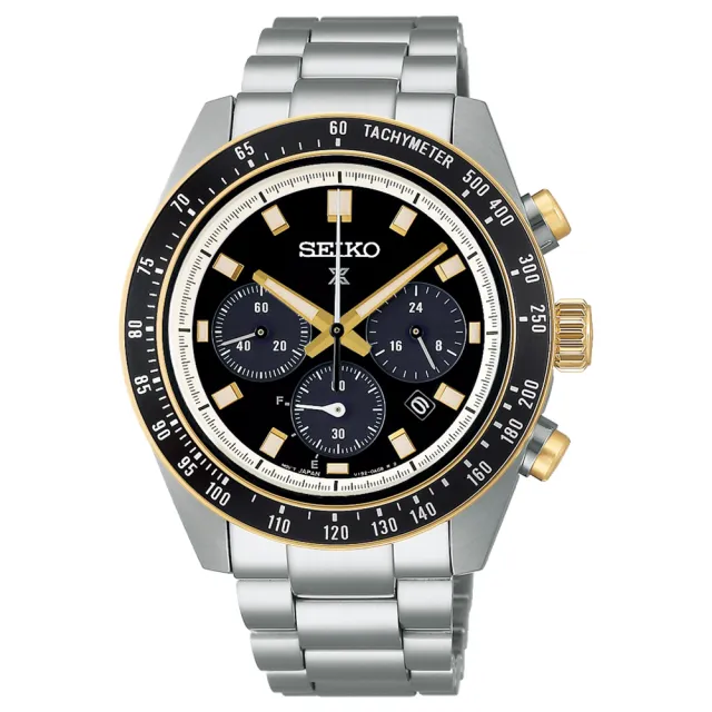 【SEIKO 精工】PROSPEX SPEEDTIMER 極速熊貓太陽能三眼計時男錶-黑x銀/41.4mm(SSC941P1/V192-0AH0G)