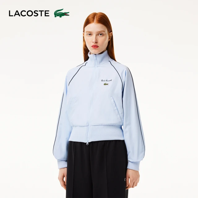 LACOSTE 女裝-短版撞色明線夾克(深綠色)好評推薦