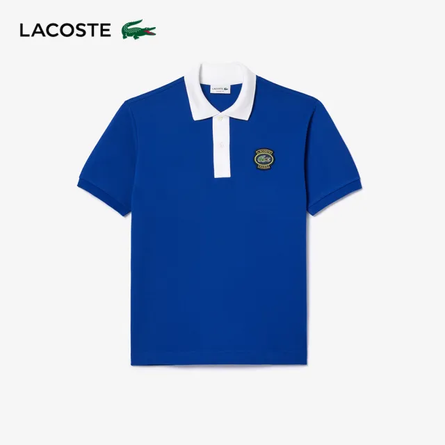 【LACOSTE】男裝-L.12.12 Lacoste徽章短袖Polo衫(深藍色)