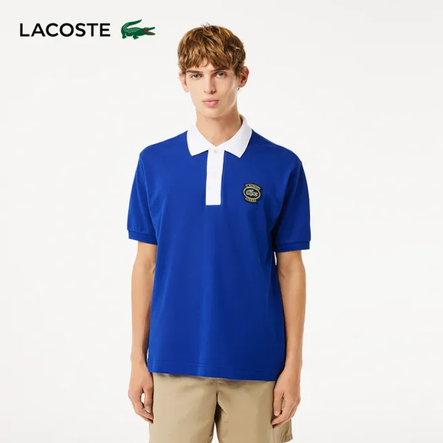 【LACOSTE】男裝-L.12.12 Lacoste徽章短袖Polo衫(深藍色)