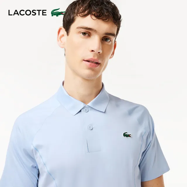 【LACOSTE】男裝-Lacoste Tennis x Novak Djokovic 快乾短袖Polo衫(紫藍色)