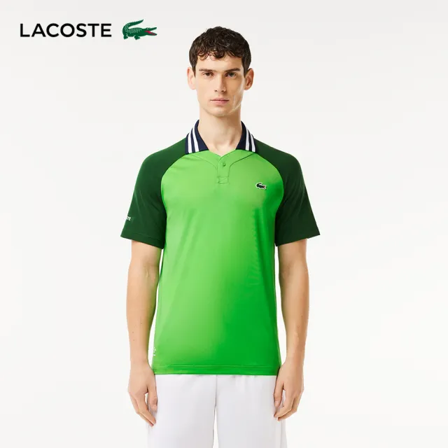 【LACOSTE】男裝-Lacoste x Daniil Medvedev 超乾網球短袖Polo衫(綠色)