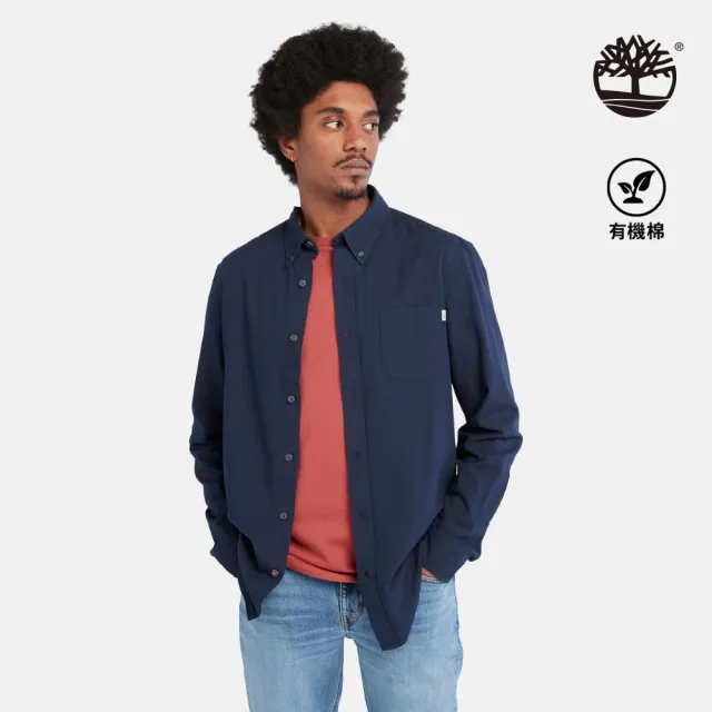 【Timberland】男款深寶石藍長袖牛津襯衫(A2ES5Z16)