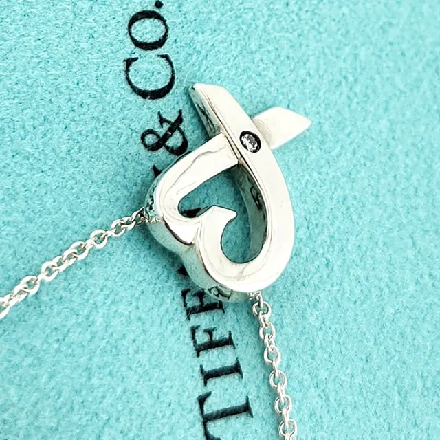 【Tiffany&Co. 蒂芙尼】925純銀-鑲單顆鑽經典Loving heart 墜飾項鏈