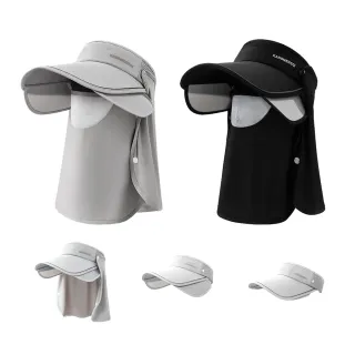 【kingkong】冰絲大帽簷護頸防曬帽 UPF50+(遮陽帽 透氣面罩 空頂帽 防曬機能帽)