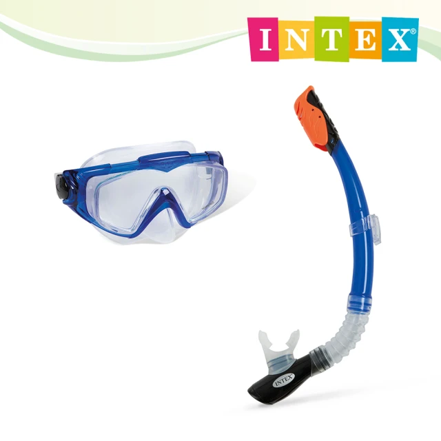 INTEXINTEX 水世界矽膠浮潛組合-防霧蛙鏡+呼吸管 適用成人14歲+(55962)