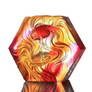 【琉璃工房 LIULI】海天神行-舞錦繡 雙魚 交換禮物/入厝禮/(琉璃/禮物/玻璃/水晶/藝術品/擺飾/禮贈/企業)