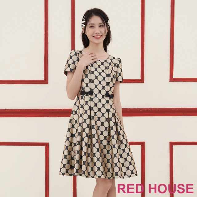 RED HOUSE 蕾赫斯 光澤感圓點剪接派對洋裝(共2色)