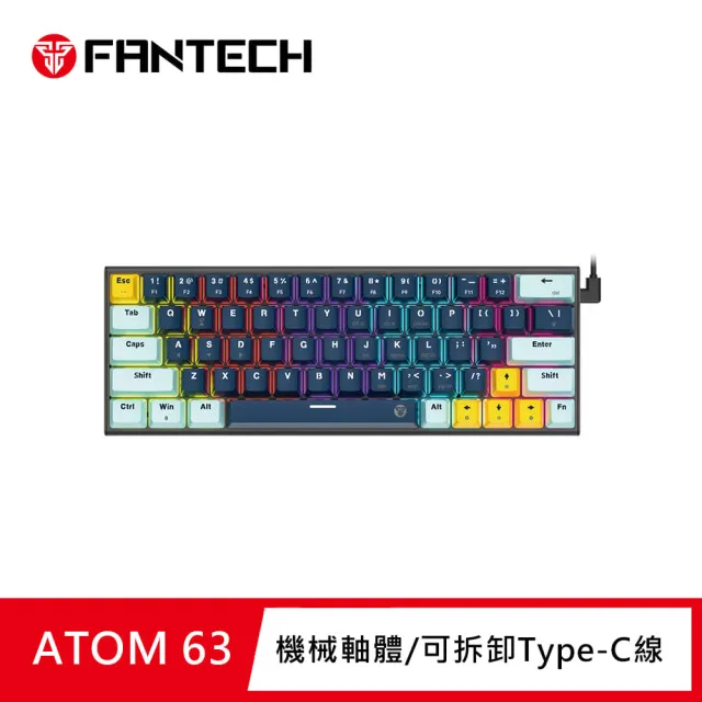 【FANTECH】ATOM63 60%可換軸體RGB機械式鍵盤(MK874)