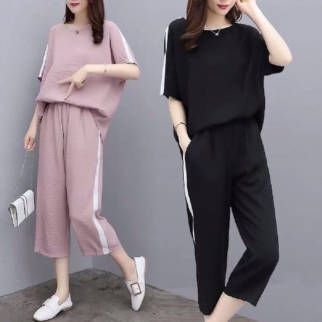 【ONEY 歐妮】★七分舒適休閒褲套裝(女裝/洋裝/套裝/長版上衣/連身裙)