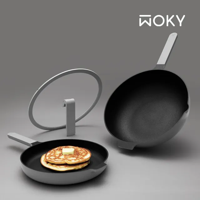 【WOKY 沃廚】哈哈鍋2.0雙鍋組-26cm淺煎鍋(Ticera系列/不沾鍋/平底鍋)