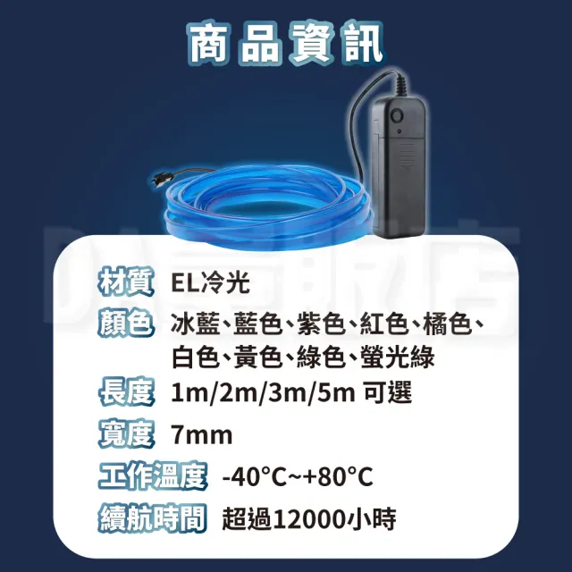 LED附夾軟燈條 5米 電池型 9色可選(汽車氛圍裝飾燈條)