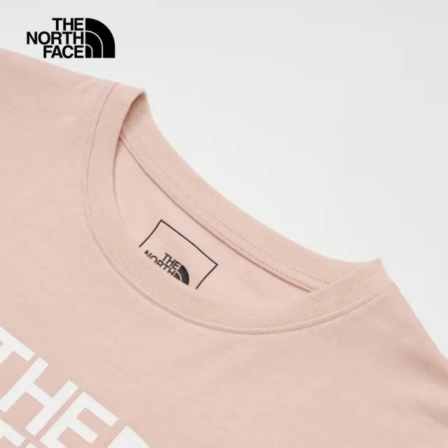 【The North Face】北面女款粉色吸濕排汗胸前經典品牌LOGO印花短袖T恤｜89QULK6