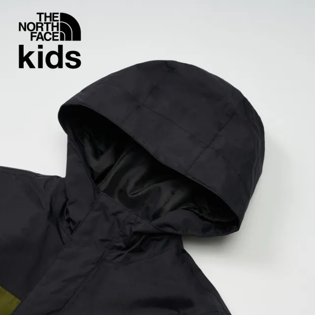 【The North Face】北面兒童綠色防水透氣連帽衝鋒衣｜8A48PIB