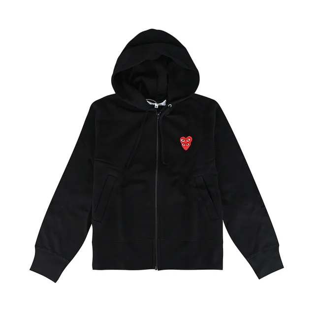 【川久保玲】Comme Des Garcons Play川久保玲左胸LOGO純棉長袖連帽外套(女款/黑)