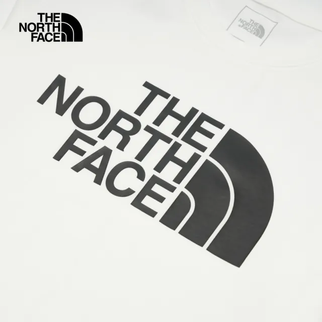 【The North Face】北面男款白色吸濕排汗品牌LOGO長袖T恤｜8AMJFN4