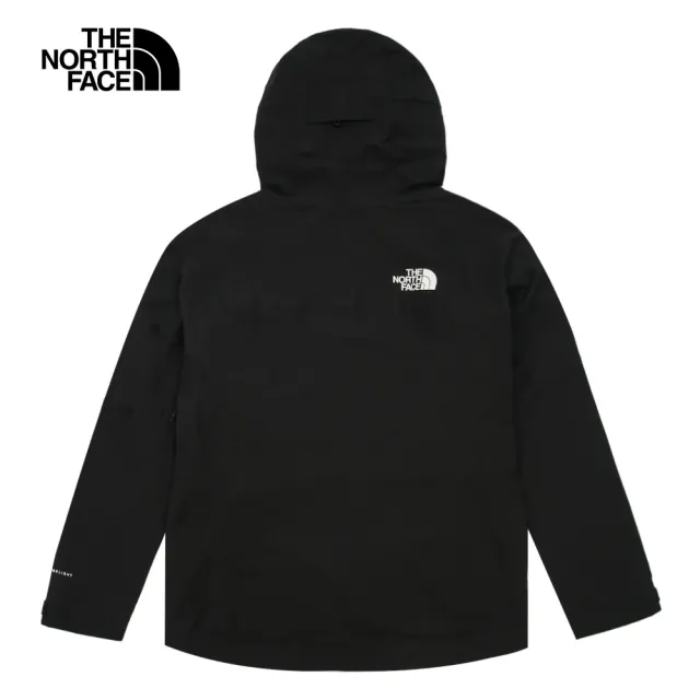 【The North Face】北面女款黑色防水透氣可調節可打包連帽衝鋒衣｜8AP1JK3