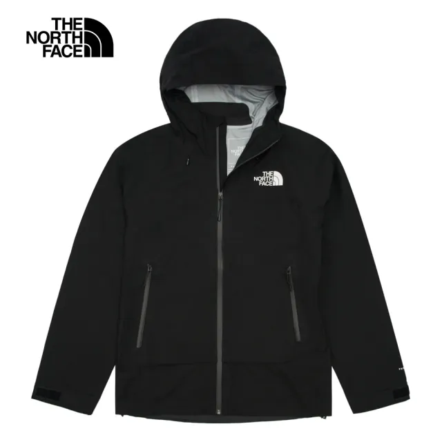 【The North Face】北面男款黑色防水透氣可調節可打包連帽衝鋒衣｜8AMZJK3