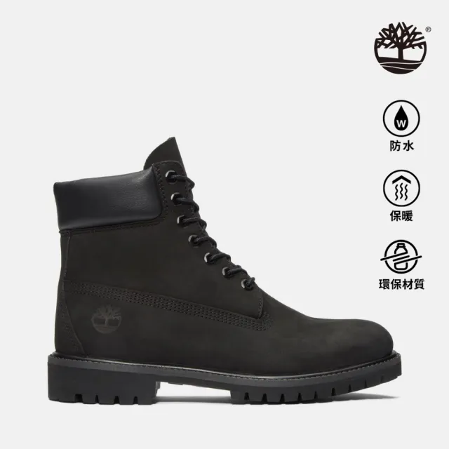 【Timberland】男款黑色磨砂革防潑水六吋靴