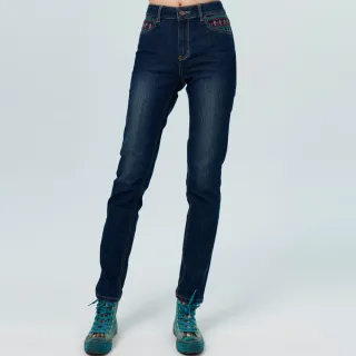 【BOBSON】女款高腰繡花小直筒褲(8196-53)