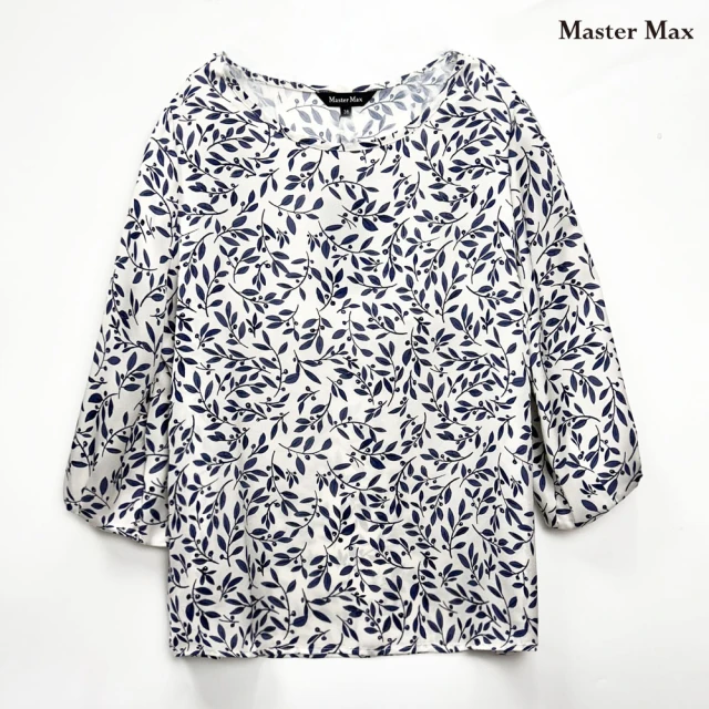Master Max 寬袖拼接羅紋花布寬鬆雪紡上衣(8317