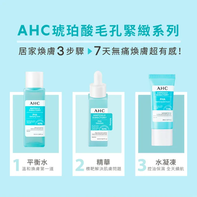 【AHC】買1送1★複合琥珀酸毛孔緊緻水凝凍30ml(打擊毛孔/保濕緊緻控油/溫和煥膚)