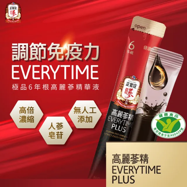 【正官庄】高麗蔘精EVERYTIME PLUS-10mlx30入/盒(調節免疫力/健康食品認證/人蔘/許光漢代言推薦)