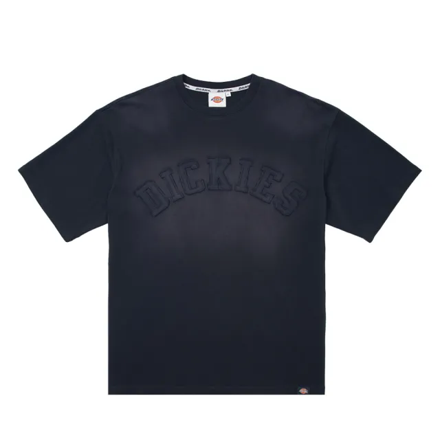 【Dickies】男女款深海軍藍純棉胸前弧型大Logo設計寬鬆休閒短袖T恤｜DK013086CG7