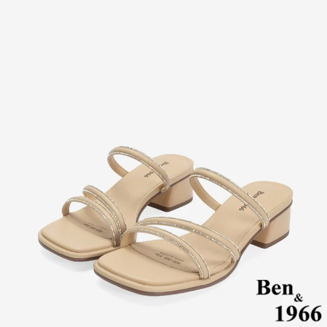 Ben&1966 精緻細條燙鑽優雅低跟拖鞋-24663