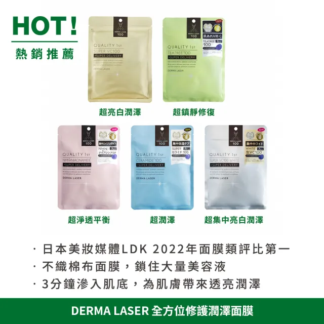 【台隆手創館】Quality 1st DERMA LASER 全方位修護潤澤面膜-7枚裝(皇后的秘密面膜)