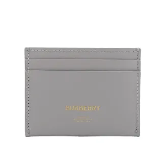 【BURBERRY 巴寶莉】金字Logo Sandon 平滑牛皮4卡名片/卡片夾(麻灰色)