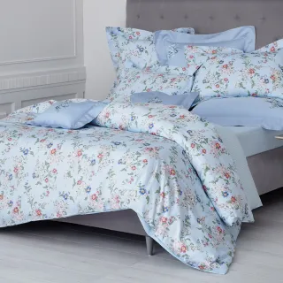 【WEDGWOOD】100%天絲300織床包兩用印花被套枕套四件組-蘋果花園(加大)