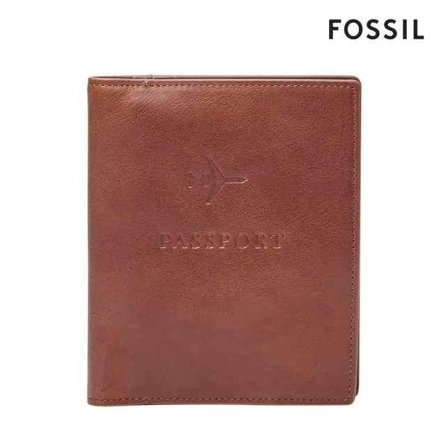 【FOSSIL 官方旗艦館】Travel 焦糖色真皮RFID護照夾 MLG0358222