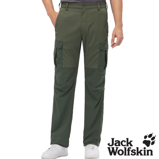 【Jack wolfskin 飛狼】男 帥氣拼接多口袋休閒長褲 登山褲(軍綠)