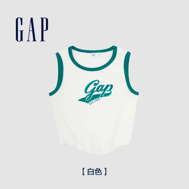 【GAP】女裝 Logo印花羅紋短版圓領背心-多色可選(873961)