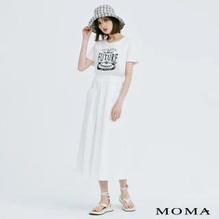 【MOMA】異材質拼接T恤洋裝(白色)