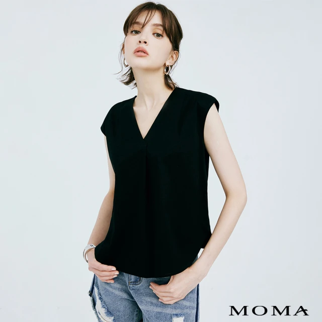【MOMA】優雅V型領打褶上衣(三色)
